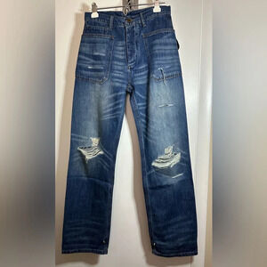 NWT Sandrine Rose Baggy Wide Leg Distressed Jeans Size 28